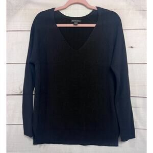 Athleta Black Knit‎ Sweater Ribbed Size MED Heavyweight Perfect Basic